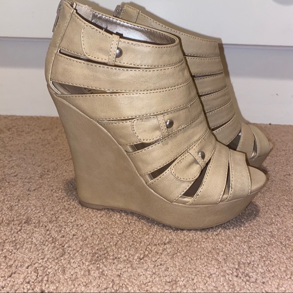 Charlotte Russe Shoes - Tan Wedges